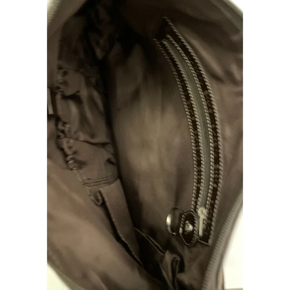 Stone Mountain Womens Crescent‎ Hobo Shoulder Bag Brown Leather Fringe Accents